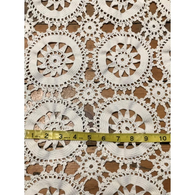 Traditional Vintage Crochet Tablecloth or Bedspread 60" X 52" Doily Design Ecru For Sale - Image 3 of 5