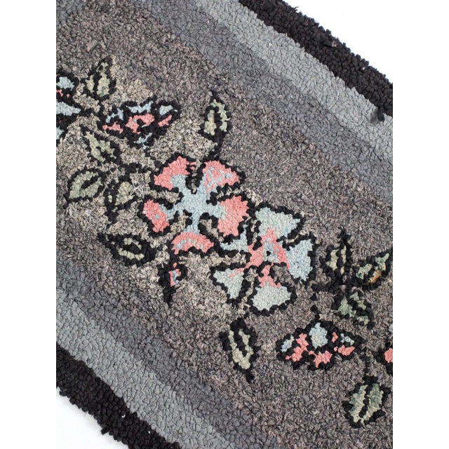 Antique Hooked Floral Accent Rug For Sale - Image 4 of 7