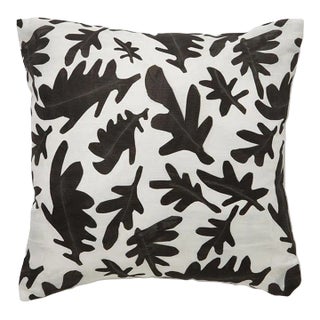 Old Oak Black and White Pillow on Cotton/Linen Blend For Sale