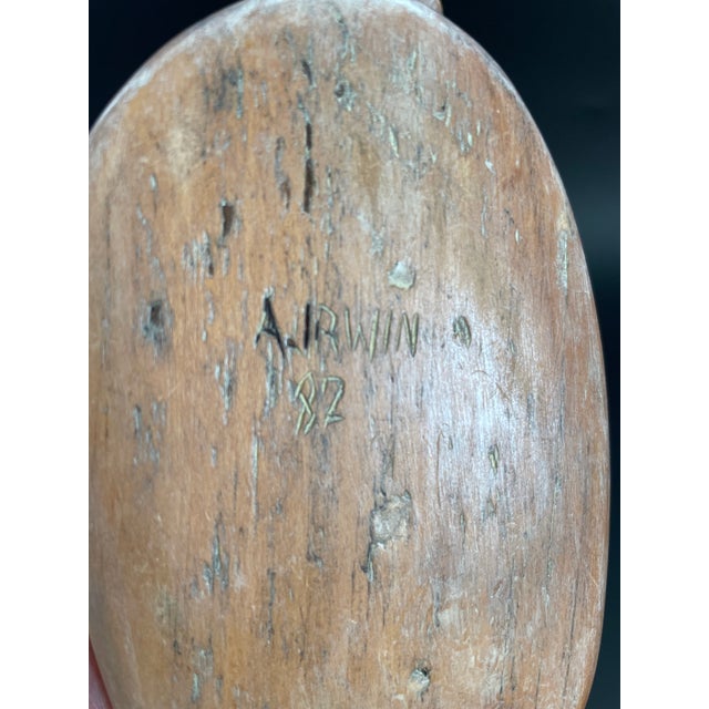 1982 Hand Carved Unpainted Duck Decoy by A. Irwin For Sale - Image 10 of 12