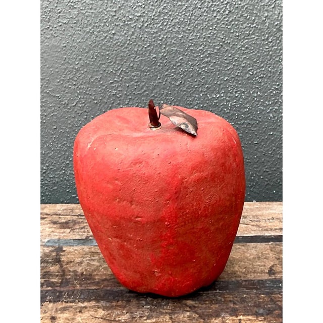 Vintage Monumental Red Painted Plaster Apple For Sale - Image 9 of 12