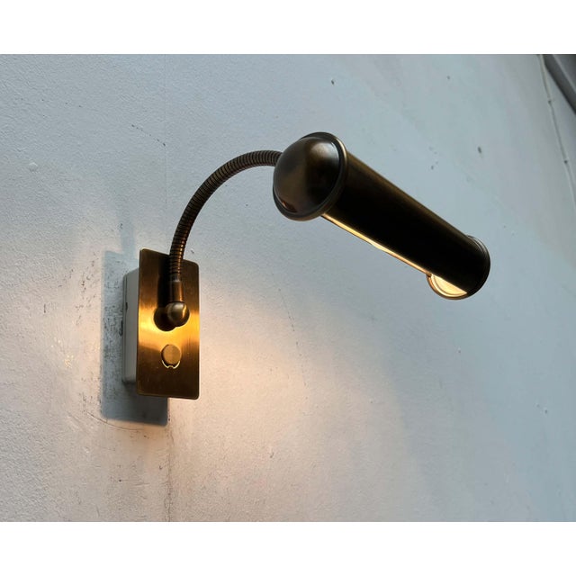Vintage German Patinated Brass Gooseneck Wall Lamp from Honsel, 1970s For Sale - Image 17 of 18