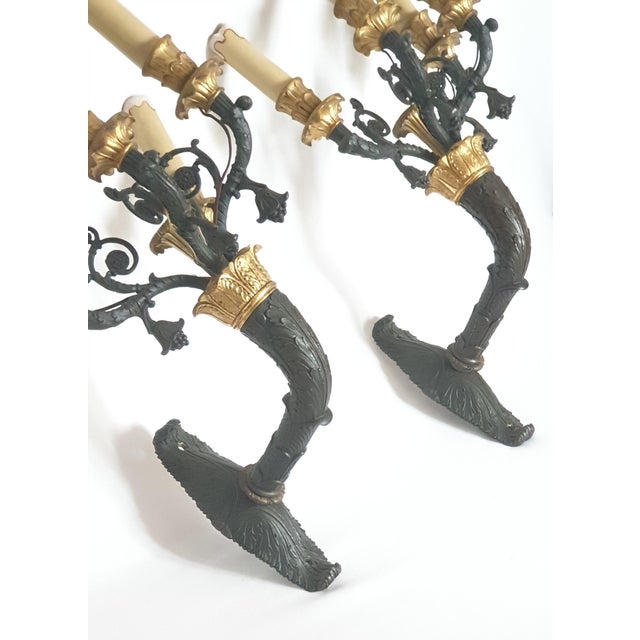 Pair of Charles X wall sconces, Restoration period, 19th century 1818-1834 Bronze with two patinas France Please note: The...