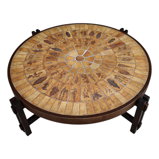 Coffee Table in Ceramic & Bentwood from Roger Capron, Vallauris, 1960s For Sale