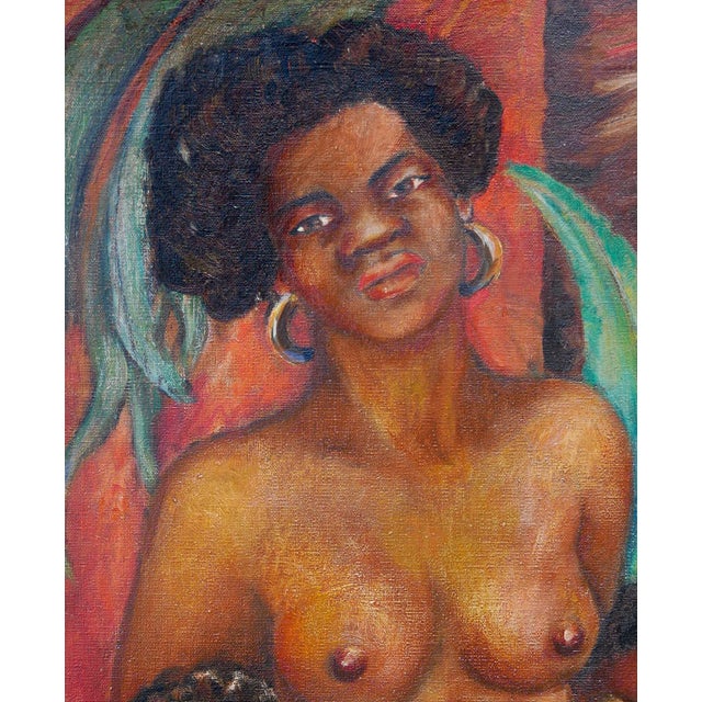 F. Cohen Warm-Toned Abstract Figurative Black Art Portrait of a Mother with Children, 20th Century For Sale - Image 10 of 12