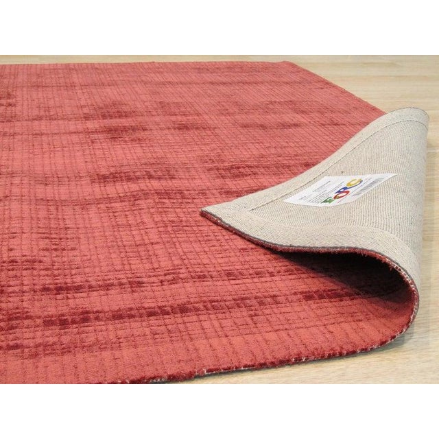 Contemporary 9x12 Red Hand Tufted Wool Woven Textured Geometric Modern Carpet Rug For Sale - Image 3 of 3