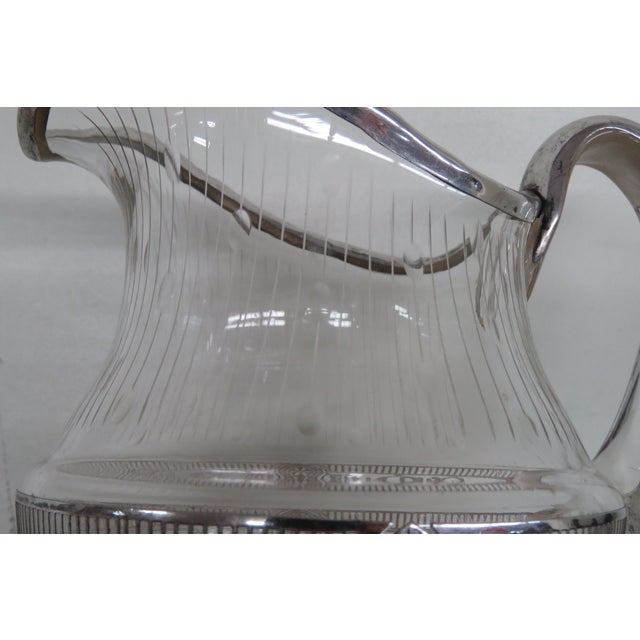 Etched Glass Silver Overlay Large Pitcher 4209b For Sale - Image 11 of 12