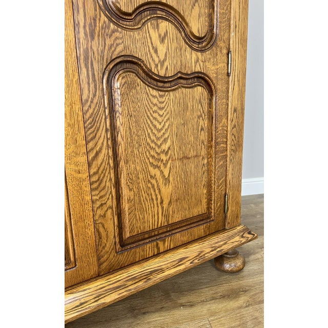 Vintage French Style Carved Oak 5-Door Armoire For Sale - Image 9 of 14