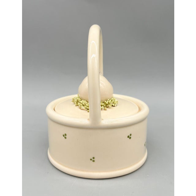 French Country 1980's Vintage Fitz & Floyd Ceramic Bunny Basket — Spring/ Easter Trinket Box For Sale - Image 3 of 10
