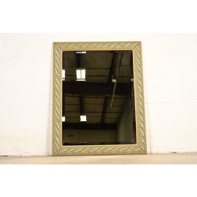 John Widdicomb Style Italian Regency Louis XVI Carved Painted and Gold Gilt Wall Mirror For Sale - Image 12 of 12
