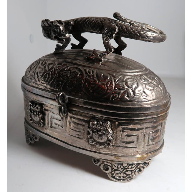 Mixed Metal Larger Size Dragon Trinket Box or Dresser Box or Jewelry Box For Sale - Image 11 of 13