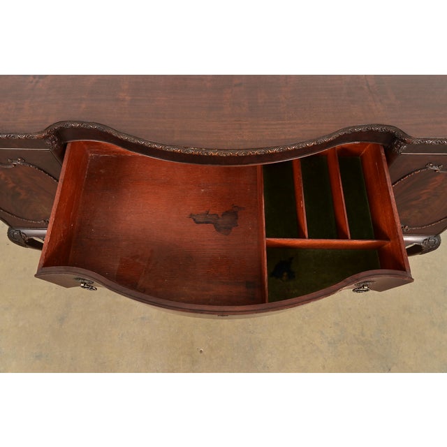 Brown Romweber Antique Chippendale Flame Mahogany Serpentine Front Sideboard Credenza, Circa 1920s For Sale - Image 8 of 13