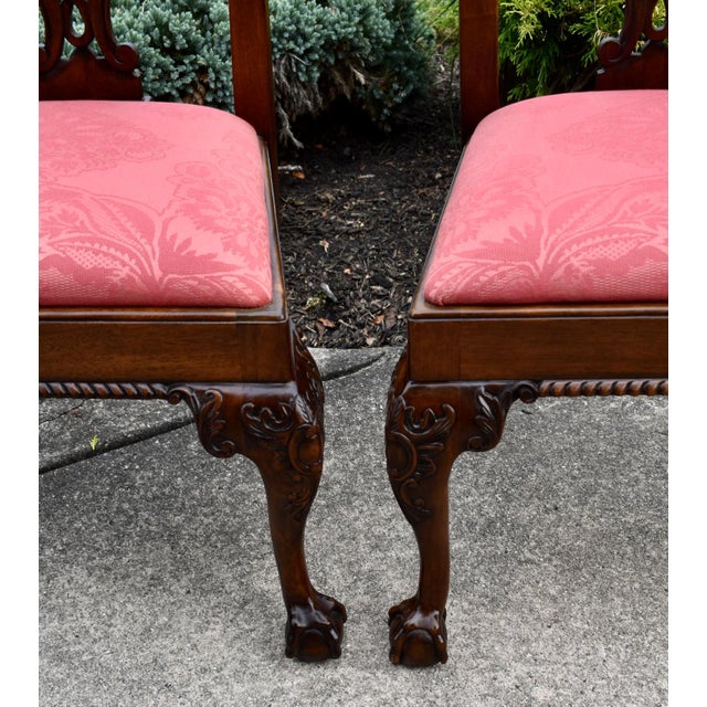 Wood Henredon Chippendale Mahogany Dining Chairs Vintage Ball & Claw Set of 2 For Sale - Image 7 of 18