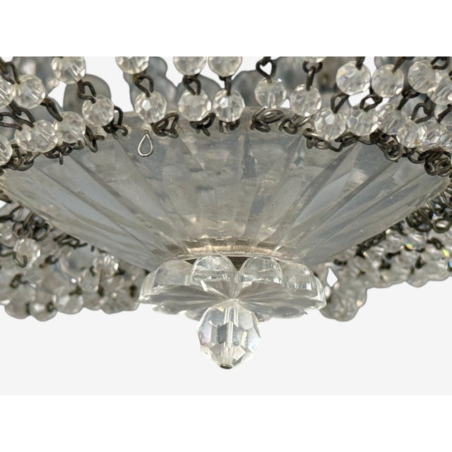 Neoclassical, Basket Flush Mount Ceiling Light, Bronze, Crystal, France, 20th C. For Sale - Image 12 of 14