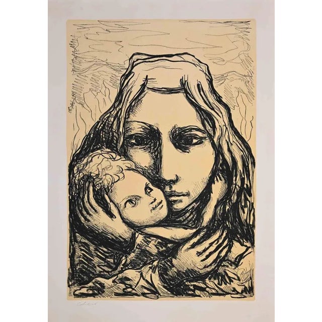 Mother and Child is an original litograph realized by Carlo Levi in mid-20th century. Good condition. Hand signed by the...