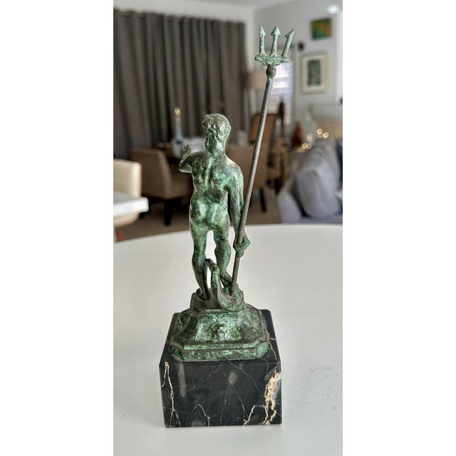 Metal Bronze Statue Greek God Poseidon Holding Trident For Sale - Image 7 of 17