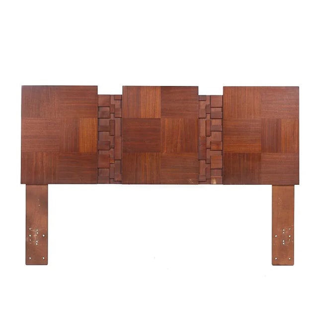 Lane Brutalist Mid Century Walnut Queen Headboard This headboard measures: 62 wide x 2 deep x 40.25 inches high When you...