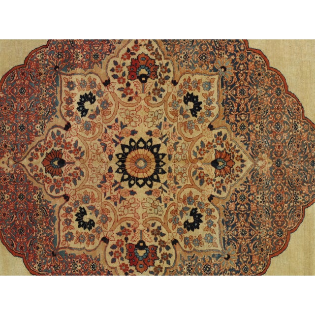 Persian Antique Tabriz Carpet, Hadji Jalili Persian Rug, Earth Tones, Ivory, Terracotta For Sale - Image 3 of 17