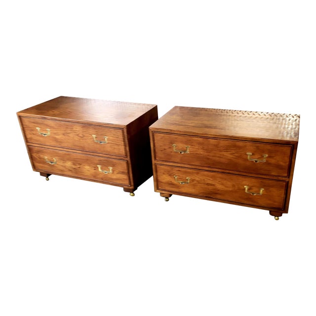 Vintage Campaign Henredon Artefacts Collection TwoDrawer Chests a