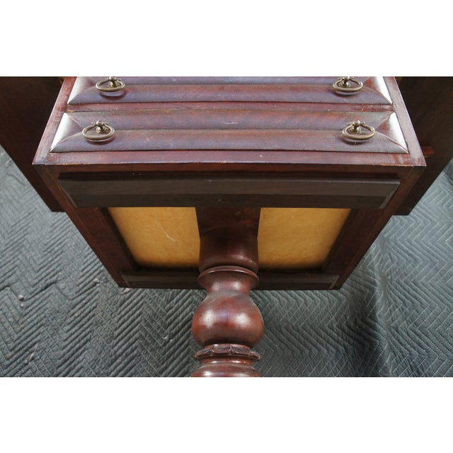 Wood Antique American Empire Mahogany Drop Leaf Parlor Work Table Sewing Stand Chest For Sale - Image 7 of 16
