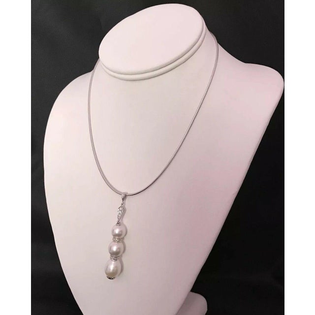 Diamond South Sea Pearl Necklace 14k Gold Italy Certified For Sale - Image 4 of 10