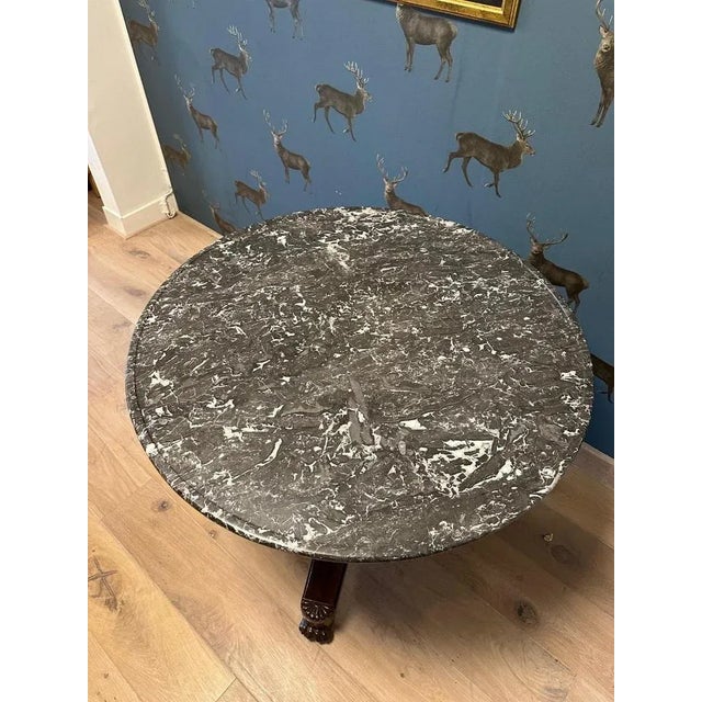 French Mahogany Gueridon Table with Marble Top For Sale - Image 4 of 9