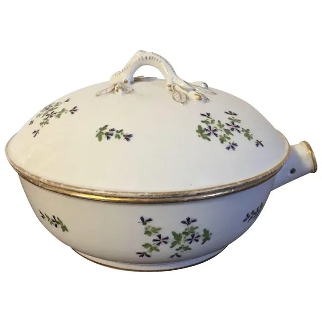 Antique 18th Century French Empire Porcelain Round Serving Bowl & Cover in Sprig For Sale - Image 11 of 11