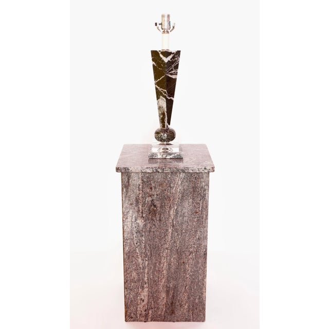 Mid-Century Modern Vintage Marble and Lucite Table Lamp For Sale - Image 3 of 10