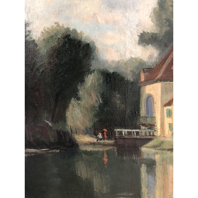 Georges Darel, Paysage animé en bord de Seine, Oil on Canvas, Framed For Sale - Image 4 of 11