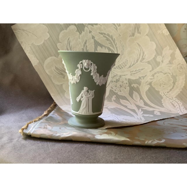 1930s Wedgwood Sage Green Jasperware Urn Vase - The Graces c.1930s For Sale - Image 5 of 7