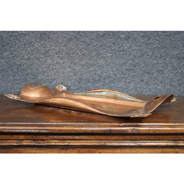 Art Nouveau Copper Serving Tray With Integrated Handles For Sale - Image 11 of 12