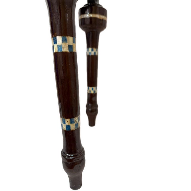 Handmade Shell Inlay End Table – Egyptian Wood & Copper For Sale - Image 12 of 12