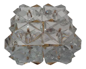 Gold-Plated & Crystal Glass Flush Mount Light from Kinkeldey, 1970s
