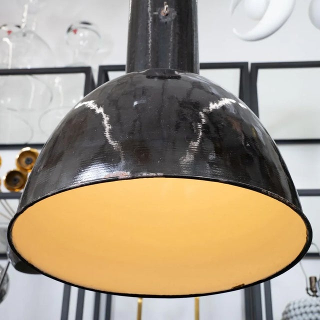 Industrial Style Enameled Pendant Fixture For Sale - Image 4 of 11