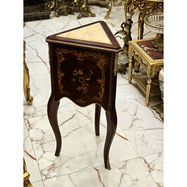 XV Louis Style Marble Topped Gold Side Tables For Sale - Image 4 of 5