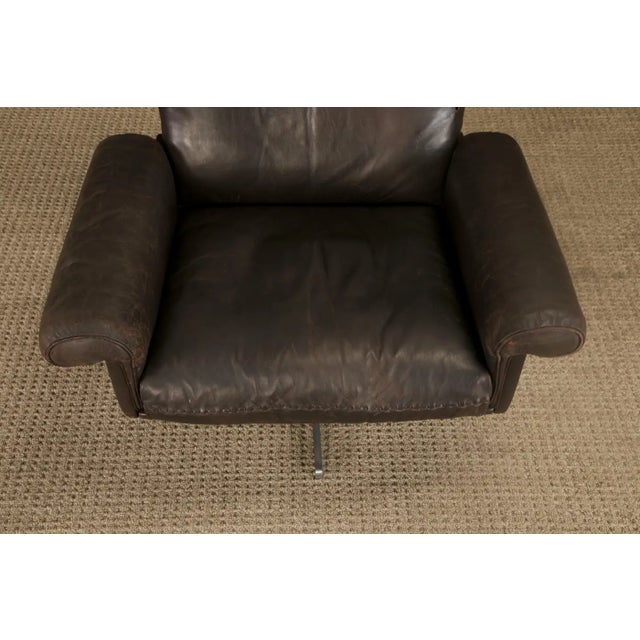 De Sede Ds-31 Swivel Chair in Hand-Stitched Dark Brown Leather Switzerland 1970s For Sale In Los Angeles - Image 6 of 16