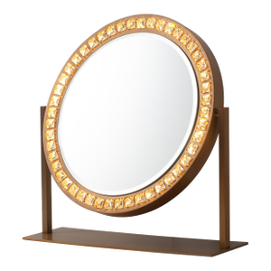 Marilyn Table Top Led Vanity Mirror - Weathered Brass, Touch Dimmer