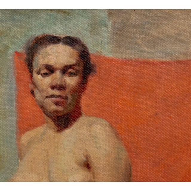 John R. DelMonte (American, 1925-2025), Standing Female Nude Figure, Oil on Canvas, 1957, signed to stretcher, &nbsp;two...