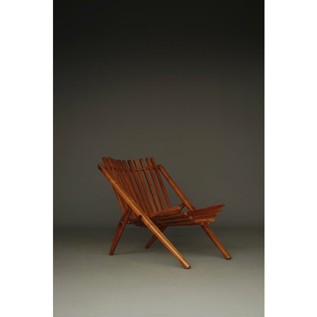 Mid-Century Modern Vintage Dutch Slatted Lounge Chair in Beech, 1950s For Sale - Image 3 of 15