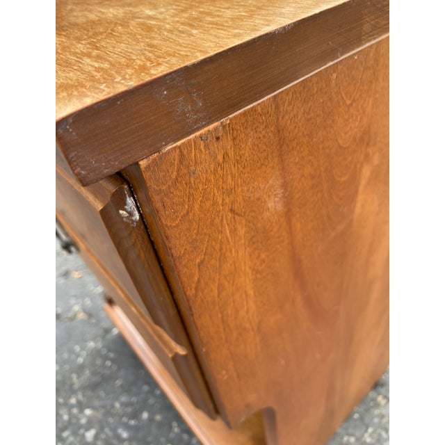 Mid-Century L.A. Period Furniture Co. Solid Birch Single Drawer Open Cabinet Nightstand For Sale - Image 12 of 14