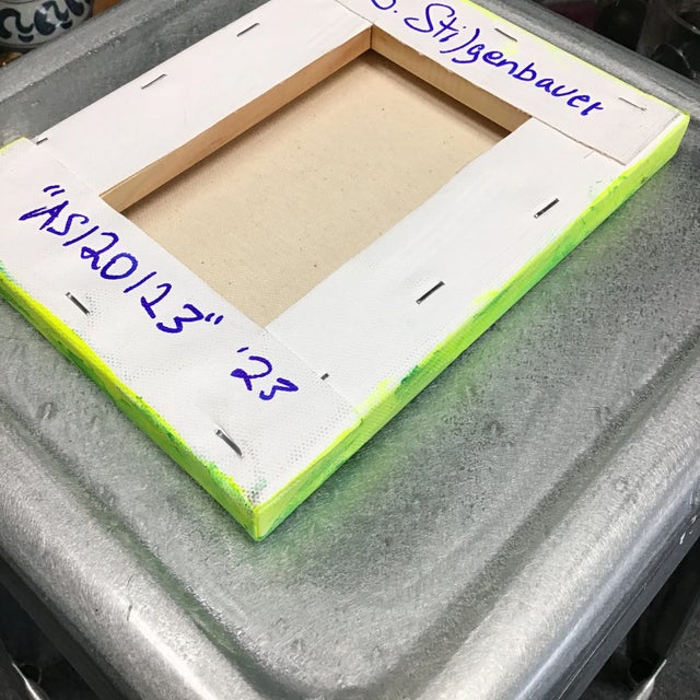 Acrylic on 8” by 3/4" by 6” Stretched Canvas. Artist signed on the back side with S. Stilgenbauer (CA Artist Stephen...