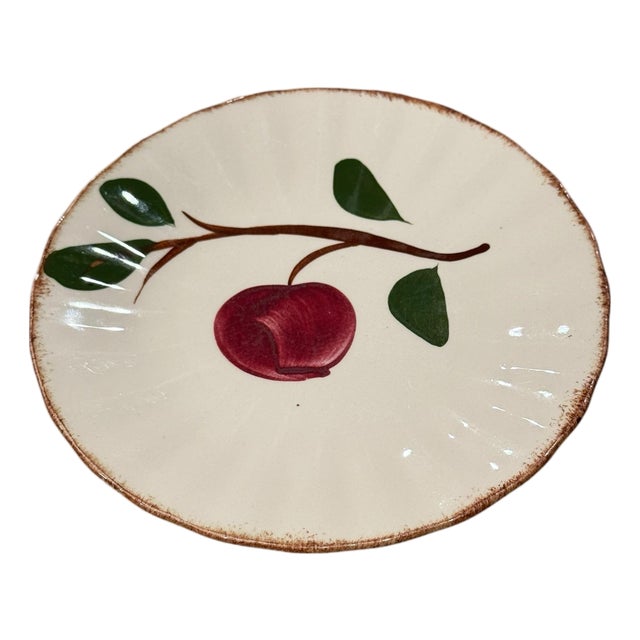 Vintage Blue Ridge Southern Potteries Hand-Painted "Crab Apple" Bread & Butter Plate - Brown Rim Variant For Sale