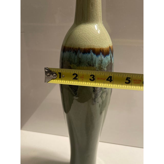 Ceramic Late 20th Century Tall Ceramic Bottle Vase - Drip Flambé Glaze Art Pottery For Sale - Image 7 of 7