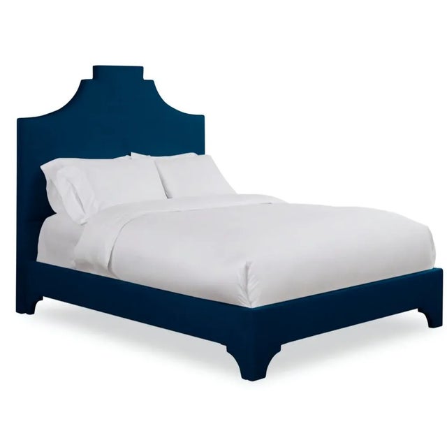 Modern Nadine Twin Headboard, Navy Velvet For Sale - Image 3 of 5
