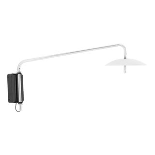 Signal Arm Sconce, White & Nickel, by Souda, Hardwire, Modern, Minimal, Contemporary, Led Wall Lighting For Sale