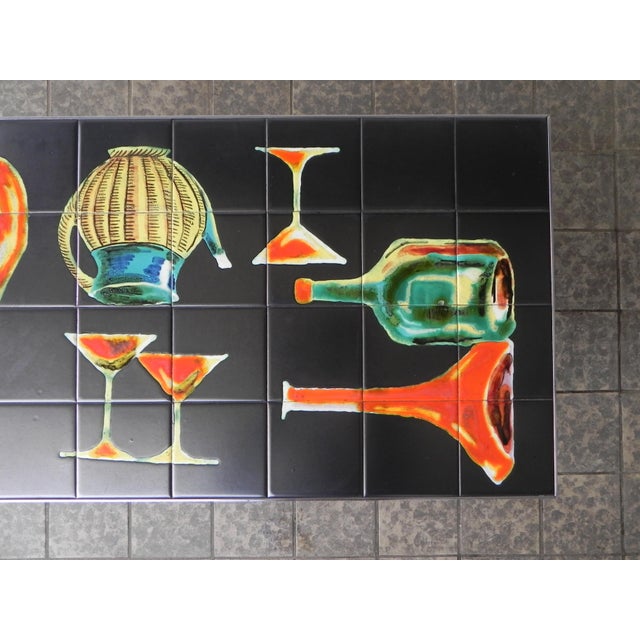 Metal Vintage Tile Table with 40 Tiles and Decoration, 1960s For Sale - Image 7 of 18
