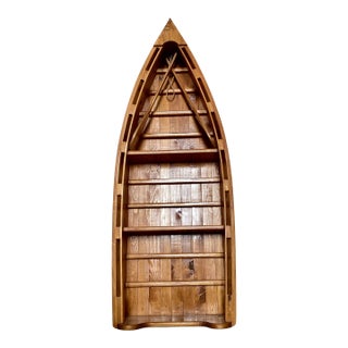 Vintage English Boat Form Etagere Bookshelf For Sale