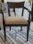 Fremarc Dining Arm Chair- Tub style. Seat Upholstered with JAB 1-2966-020. Stained alder wood, finish Antique Brittany...