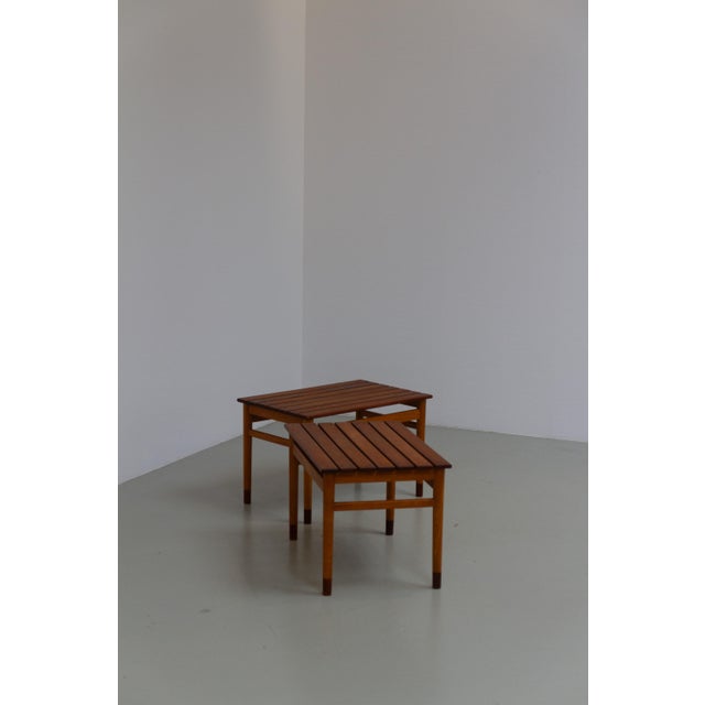 Danish Modern Side Tables in Teak and Beech, 1950s, Set of 2 For Sale - Image 4 of 18