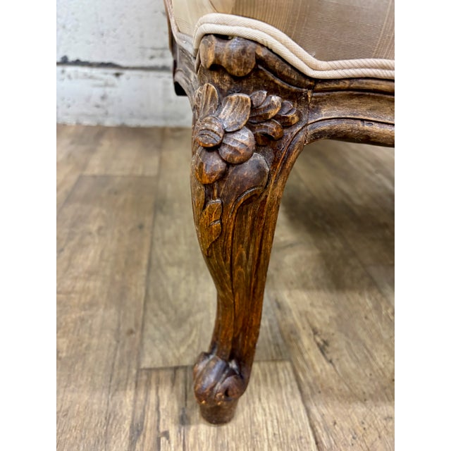 Wood Antique French Louis XV Carved Bergere Chair Fauteuil For Sale - Image 7 of 12